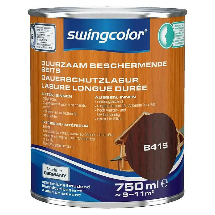 swingcolor Houtbeits Duurzaam Beschermend Palissander - Palissander, 750 ml, Zijdeglans - Vooraanzicht