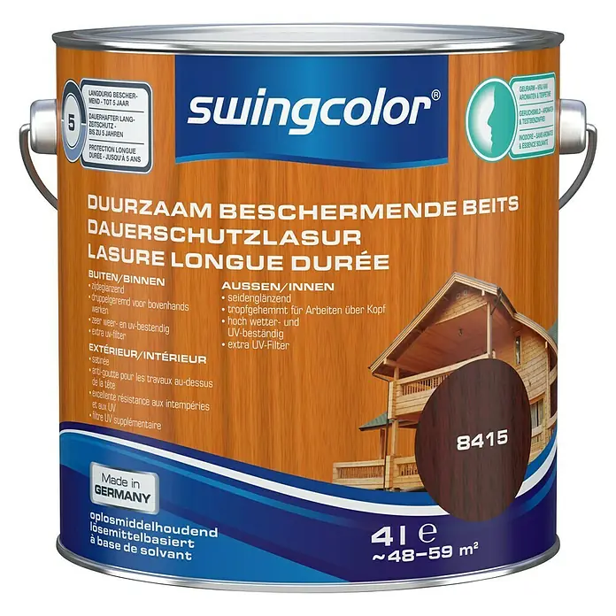 swingcolor Houtbeits Duurzaam Beschermend Palissander - Palissander, 4 l, Zijdeglans - Vooraanzicht
