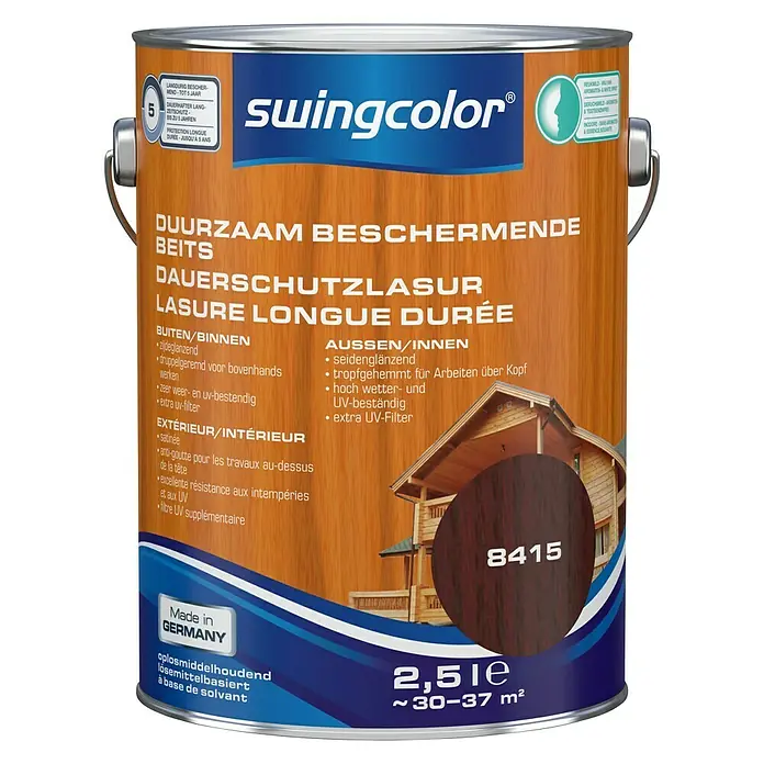 swingcolor Houtbeits Duurzaam Beschermend Palissander - Palissander, 2,5 l, Zijdeglans - Vooraanzicht