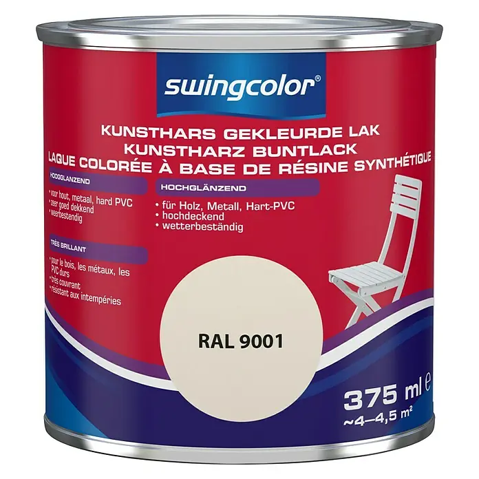 swingcolor Gekleurde kunstharslak - Crèmewit, 375 ml, Hoogglans - Vooraanzicht