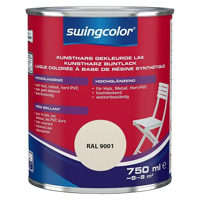 swingcolor Gekleurde kunstharslak - Crèmewit, 750 ml, Hoogglans - Vooraanzicht