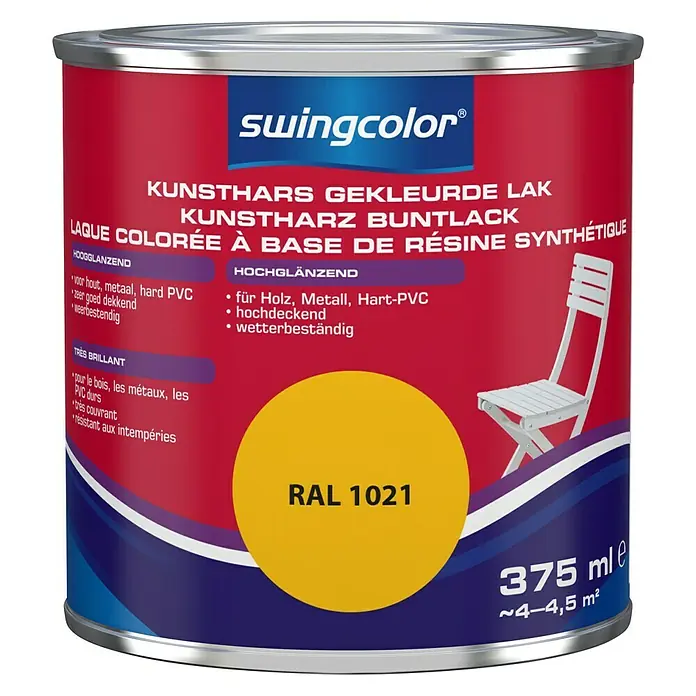 swingcolor Gekleurde kunstharslak - Koolzaadgeel, 375 ml, Hoogglans - Vooraanzicht