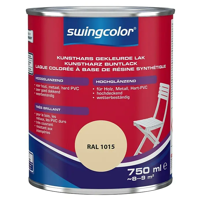 swingcolor Gekleurde kunstharslak - Licht ivoor, 750 ml, Hoogglans - Vooraanzicht