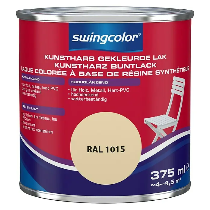 swingcolor Gekleurde kunstharslak - Licht ivoor, 375 ml, Hoogglans - Vooraanzicht