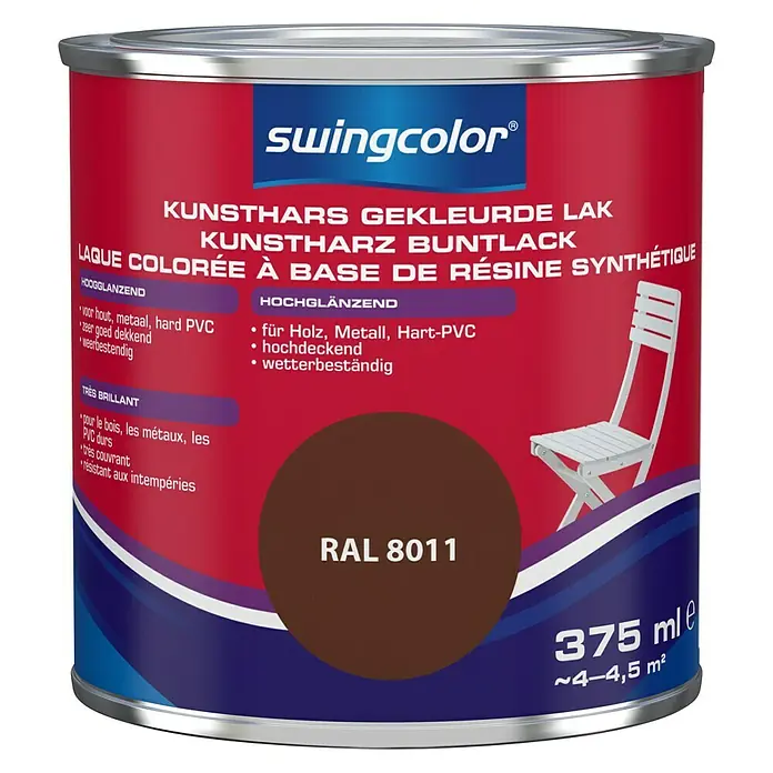 swingcolor Gekleurde kunstharslak - Notenbruin, 375 ml, Hoogglans - Vooraanzicht