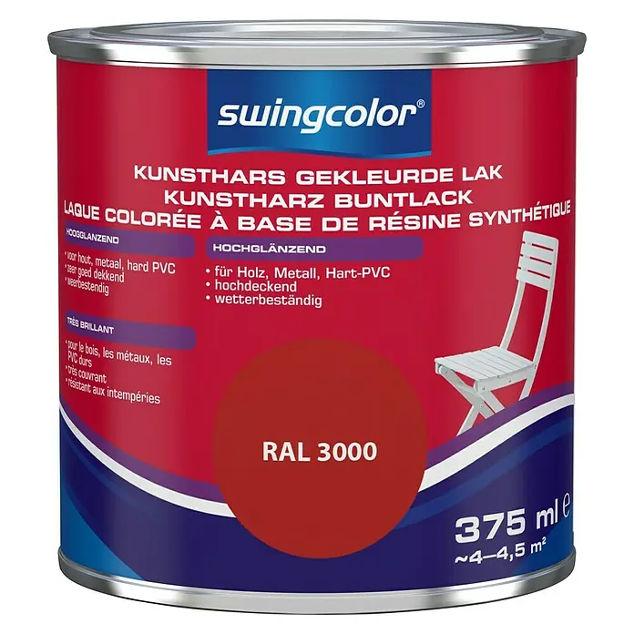 swingcolor Gekleurde kunstharslak - Vuurrood, 375 ml, Hoogglans - Vooraanzicht