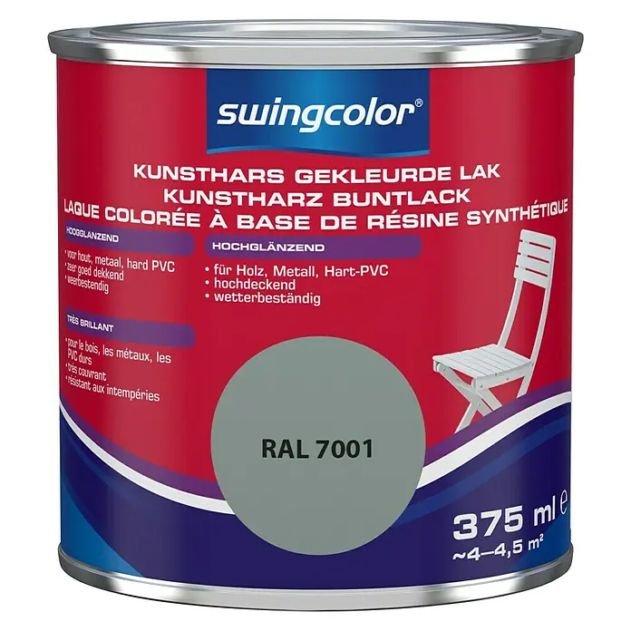 swingcolor Gekleurde kunstharslak - Zilvergrijs, 375 ml, Hoogglans - Vooraanzicht