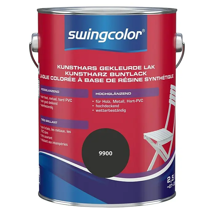 swingcolor Gekleurde kunstharslak - Zwart, 2,5 l, Hoogglans - Vooraanzicht
