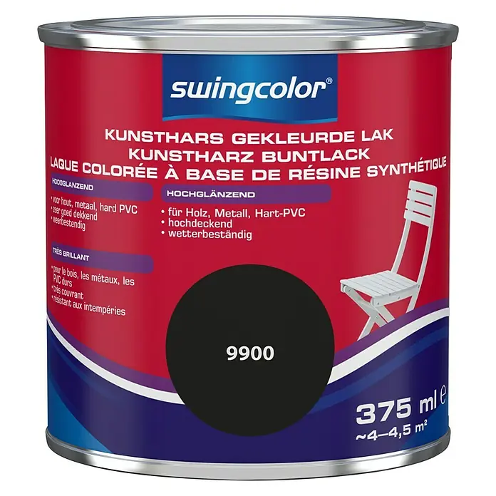 swingcolor Gekleurde kunstharslak - Zwart, 375 ml, Hoogglans - Vooraanzicht