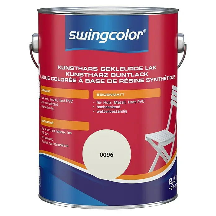 swingcolor Gekleurde kunstharslak - Antiek wit, 2,5 l, Zijdemat - Vooraanzicht