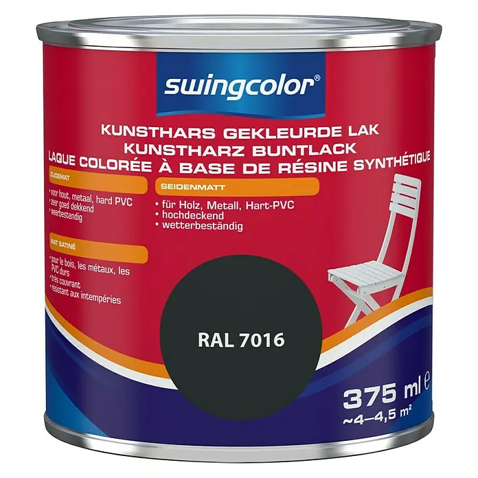 swingcolor Gekleurde kunstharslak - Antracietgrijs, 375 ml, Zijdemat - Vooraanzicht