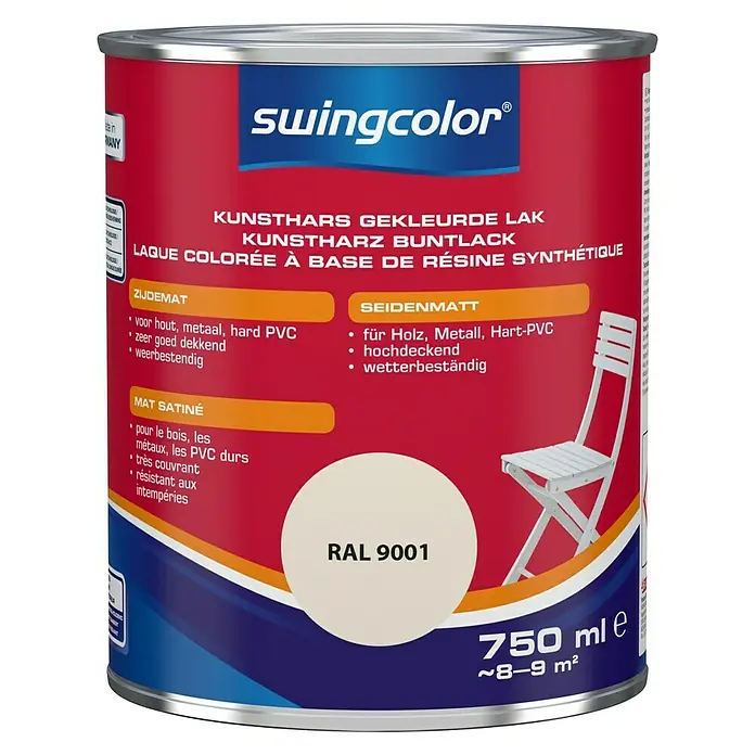swingcolor Gekleurde kunstharslak - Crèmewit, 750 ml, Zijdemat - Vooraanzicht