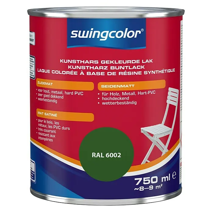 swingcolor Gekleurde kunstharslak - Bladgroen, 750 ml, Zijdemat - Vooraanzicht