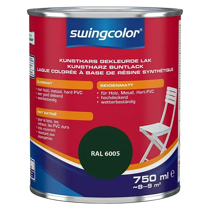swingcolor Gekleurde kunstharslak - Mosgroen, 750 ml, Zijdemat - Vooraanzicht