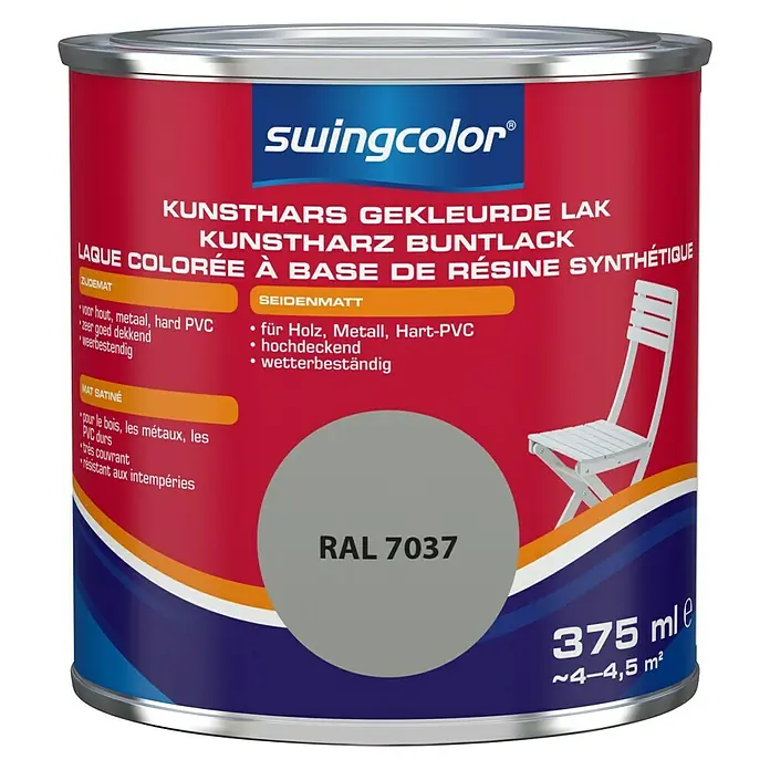 swingcolor Gekleurde kunstharslak - Stofgrijs, 375 ml, Zijdemat - Vooraanzicht
