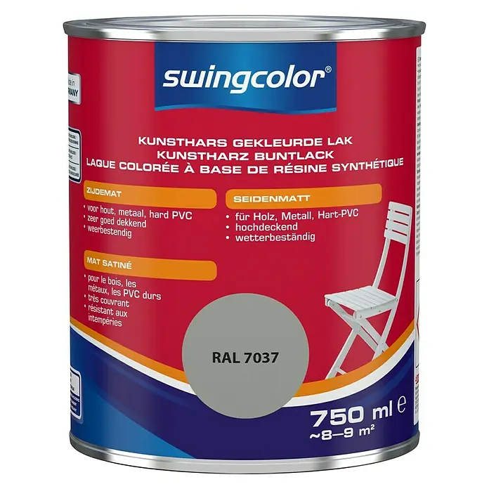 swingcolor Gekleurde kunstharslak - Stofgrijs, 750 ml, Zijdemat - Vooraanzicht