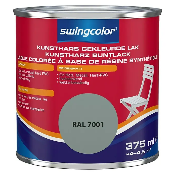 swingcolor Gekleurde kunstharslak - Zilvergrijs, 375 ml, Zijdemat - Vooraanzicht