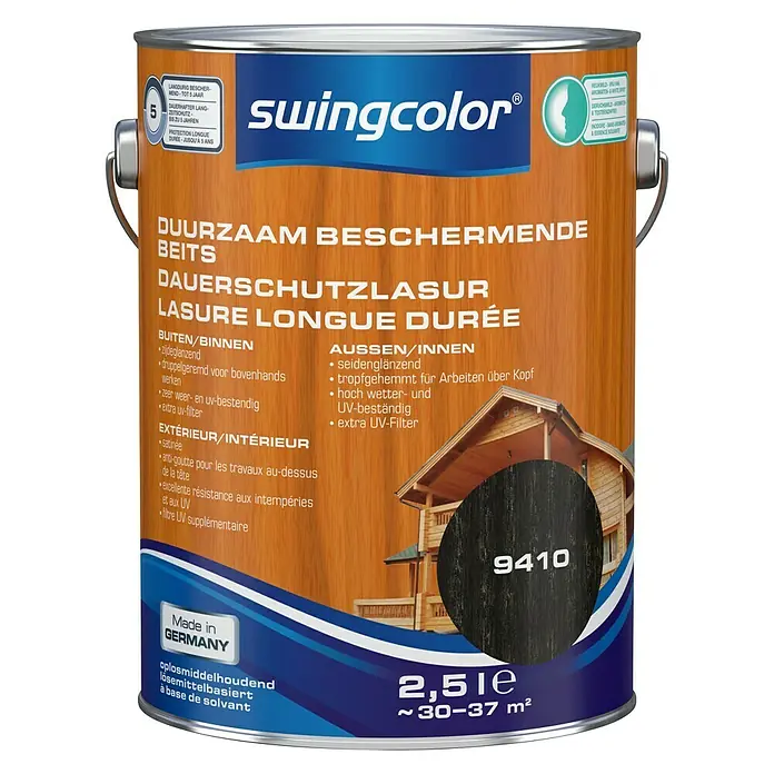 swingcolor Houtbeits Duurzaam Beschermend Ebbenhout - Ebbenhout, 2,5 l, Zijdeglans - Vooraanzicht