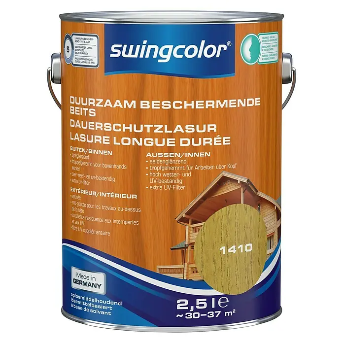 swingcolor Houtbeits Duurzaam Beschermend Eiken - Eiken, 2,5 l, Zijdeglans - Vooraanzicht