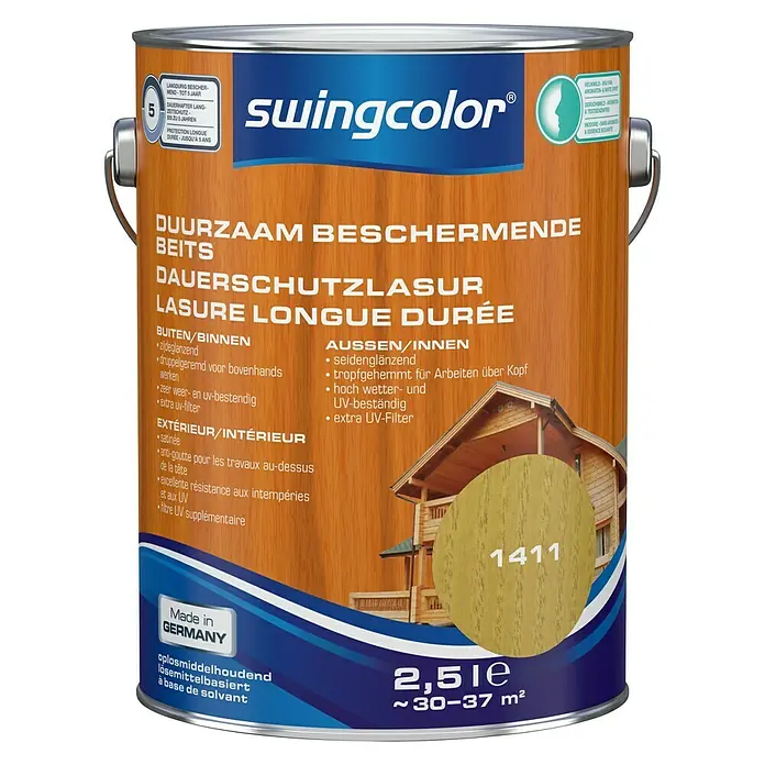 swingcolor Houtbeits Duurzaam Beschermend Grenen - Grenen, 2,5 l, Zijdeglans - Vooraanzicht