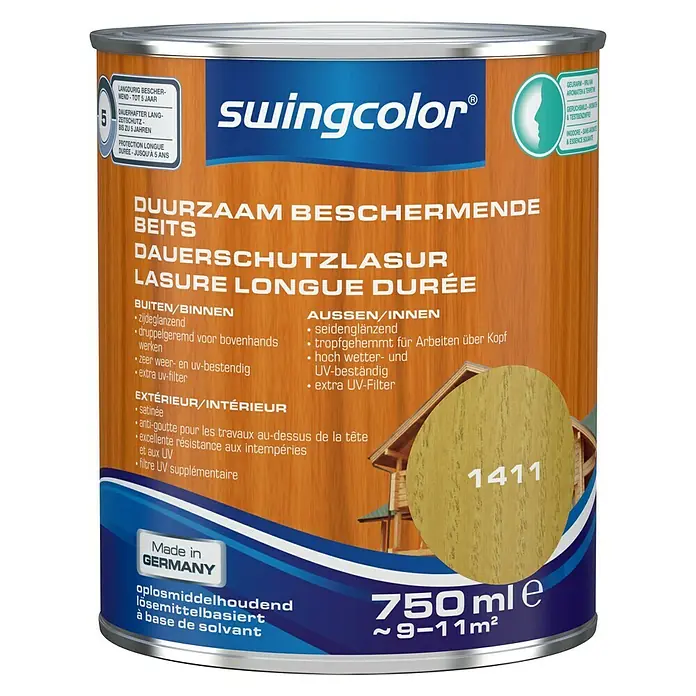 swingcolor Houtbeits Duurzaam Beschermend Grenen - Grenen, 750 ml, Zijdeglans - Vooraanzicht