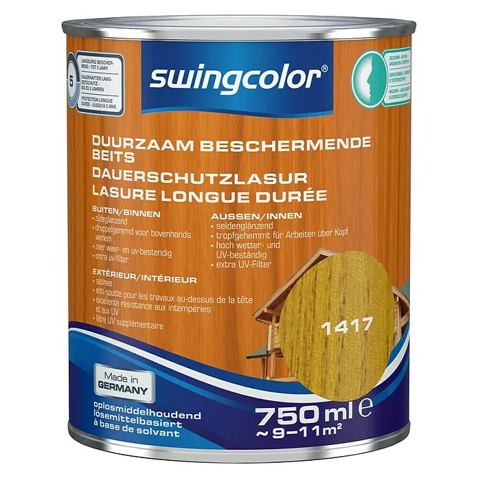 swingcolor Houtbeits Duurzaam Beschermend Kers - Kers, 750 ml, Zijdeglans - Vooraanzicht