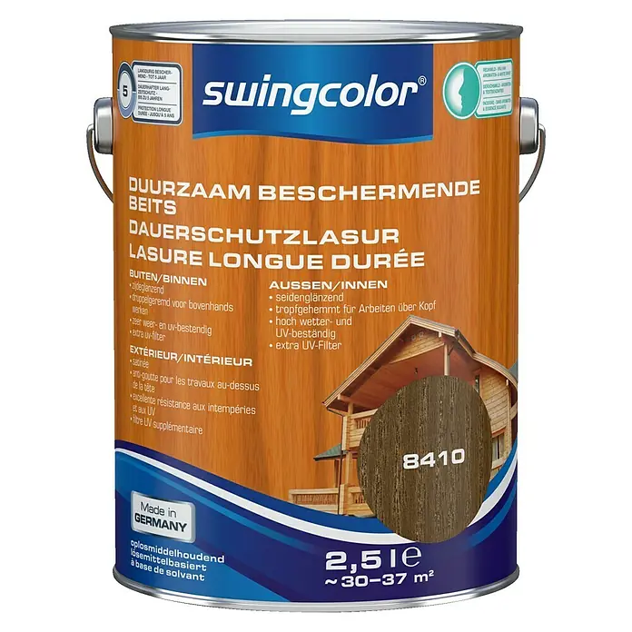 swingcolor Houtbeits Duurzaam Beschermend Noten - Noten, 2,5 l, Zijdeglans - Vooraanzicht