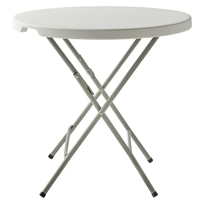 Mesa plegable Alan - Ø x Al: 80 x 74 cm, Blanco roto - Vista de perfil derecho
