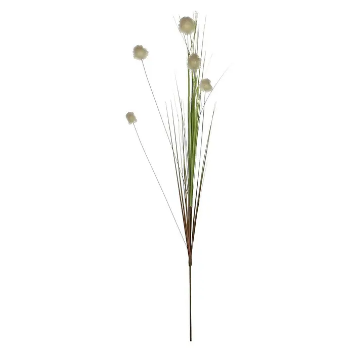 Kunstpflanze Gras - Höhe: 84 cm, Weiß, Kunststoff - Vorderansicht