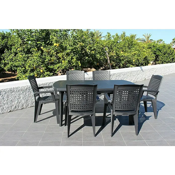 Silla de jardín Atlantic - An x Pr x Al: 59 x 60 x 87 cm, Polipropileno, Antracita - Foto ambiente