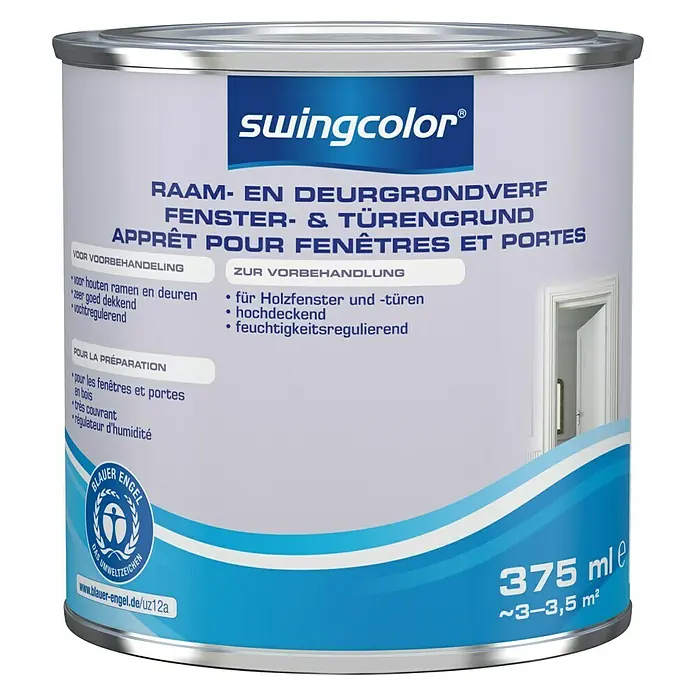 swingcolor Grondverf voor kozijnen en deuren - Wit, 375 ml, Mat - Vooraanzicht