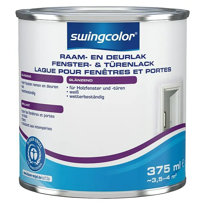swingcolor Lak voor kozijnen en deuren 2 in 1 - Wit, 375 ml, Glanzend - Vooraanzicht