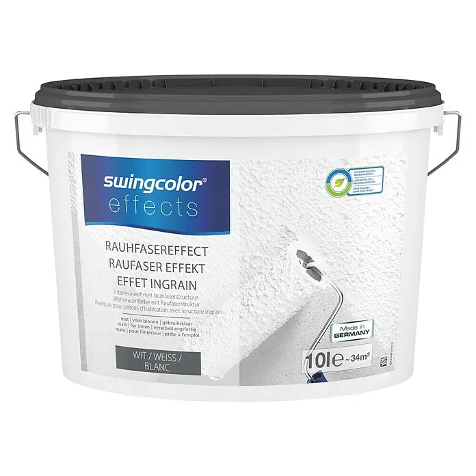 swingcolor Rauhfaser Effect Wit - Wit, 10 l, Mat - Vooraanzicht