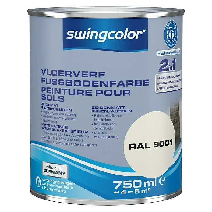 swingcolor Vloerverf - Crèmewit, 750 ml, Zijdemat - Vooraanzicht