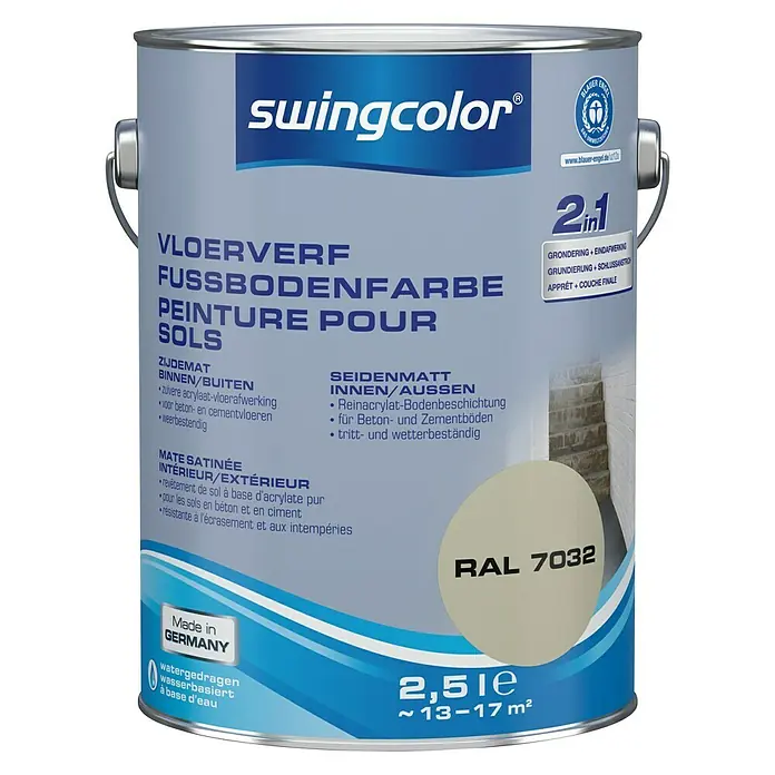 swingcolor Vloerverf - Kiezelgrijs, 2,5 l, Zijdemat - Vooraanzicht