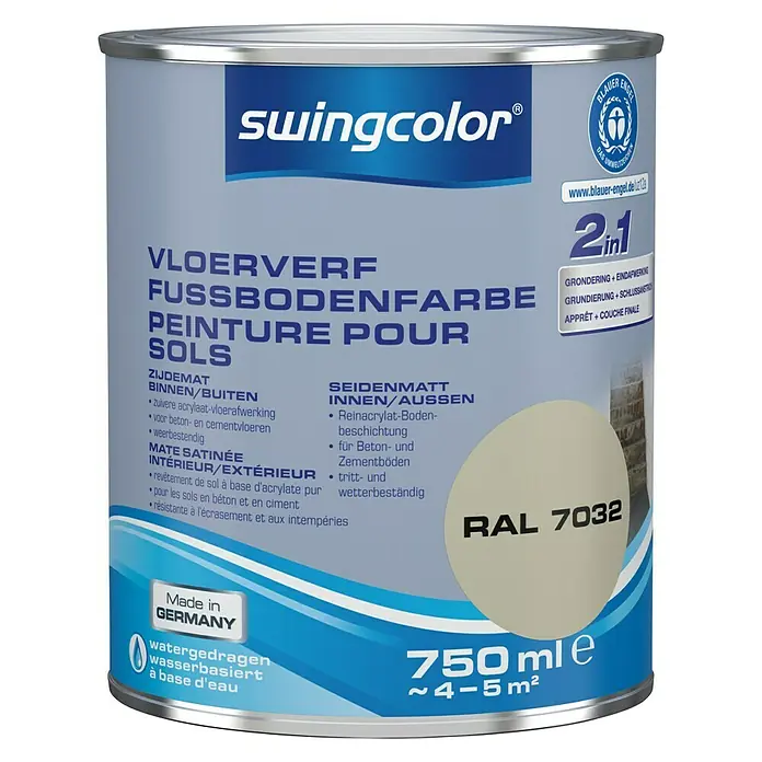 swingcolor Vloerverf - Kiezelgrijs, 750 ml, Zijdemat - Vooraanzicht