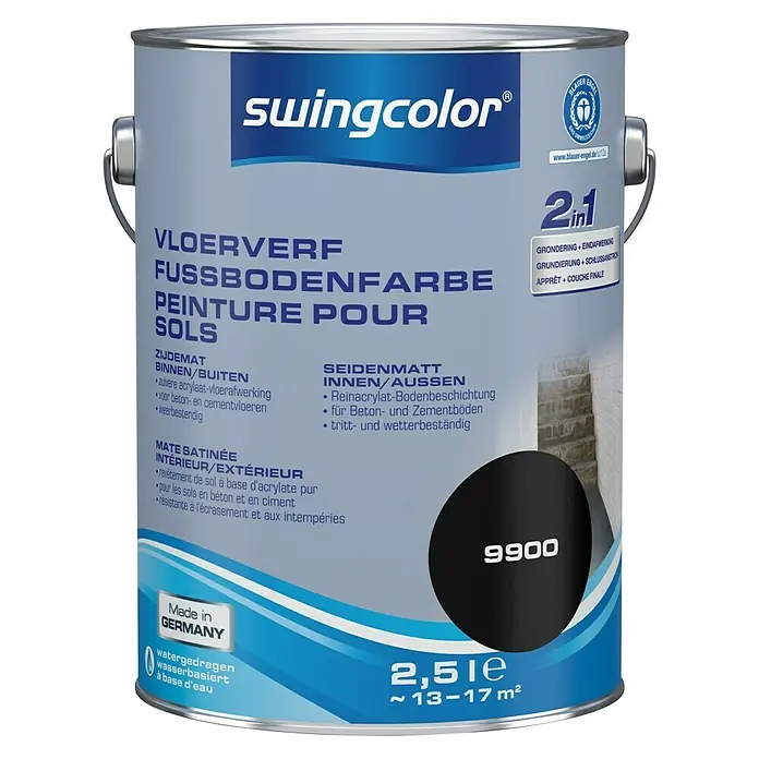 swingcolor Vloerverf - Zwart, 2,5 l, Zijdemat - Vooraanzicht