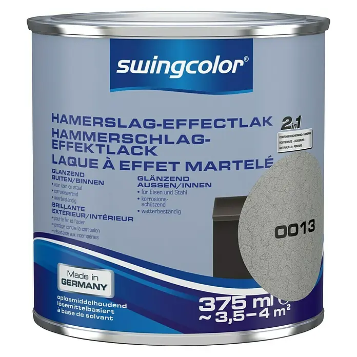 swingcolor Verf met hamerslageffect Zilvergrijs - Zilvergrijs, 375 ml, Glanzend - Vooraanzicht