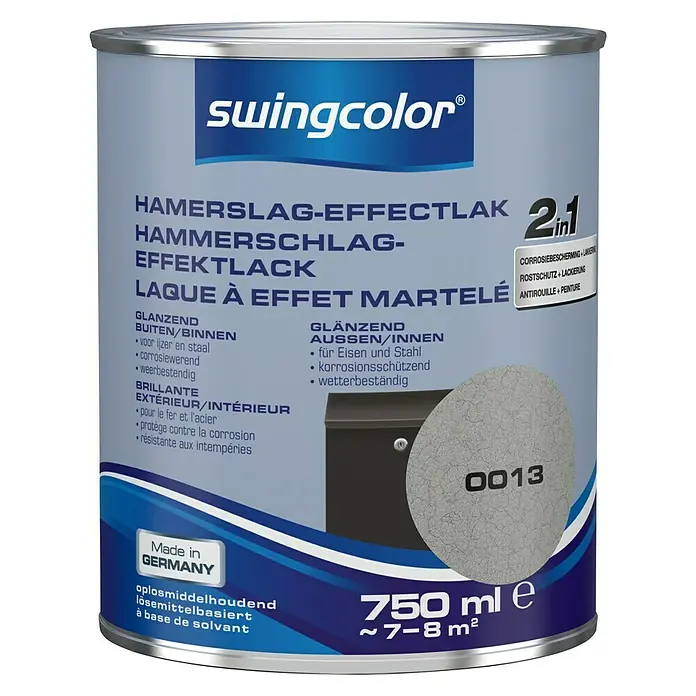 swingcolor Verf met hamerslageffect Zilvergrijs - Zilvergrijs, 750 ml, Glanzend - Vooraanzicht