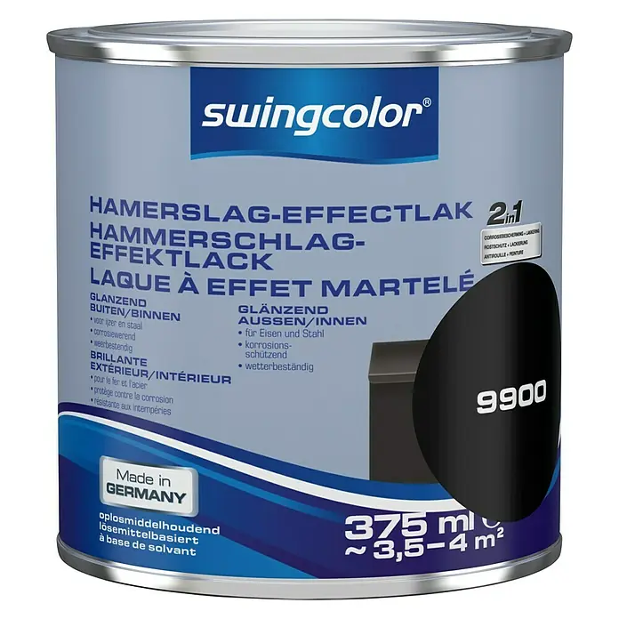 swingcolor Verf met hamerslageffect Zwart - Zwart, 375 ml, Glanzend - Vooraanzicht