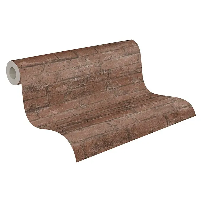AS Creation Industrial Vliestapete Ziegelstein - Rot/Braun, Steinoptik, 10,05 x 0,53 m - Diagonale Ansicht