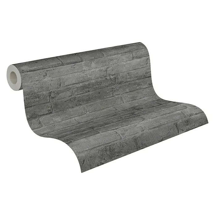 AS Creation Industrial Vliestapete Ziegelstein - Grau, Steinoptik, 10,05 x 0,53 m - Diagonale Ansicht