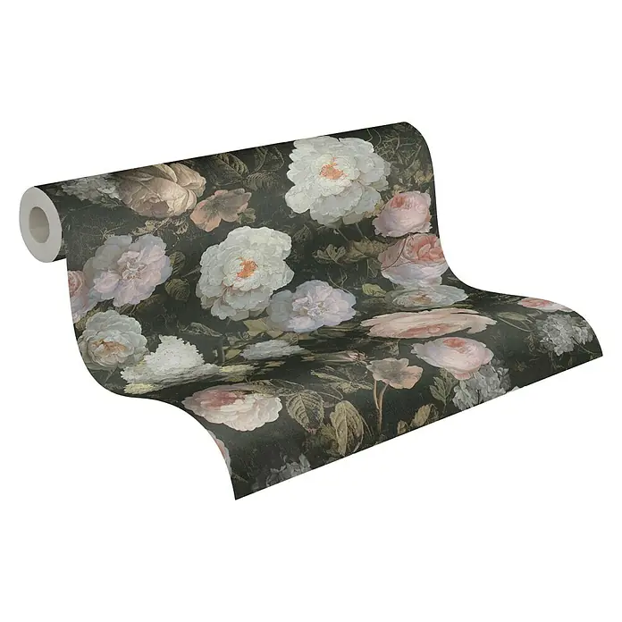 AS Creation History of Arts Vliesbehang - Roze/Wit/Groen, Gebloemd, 10,05 x 0,53 m - Diagonaal zicht