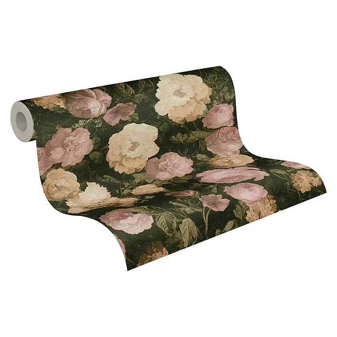 AS Creation History of Arts Vliesbehang - Crème/roze, Gebloemd, 10,05 x 0,53 m - Diagonaal zicht