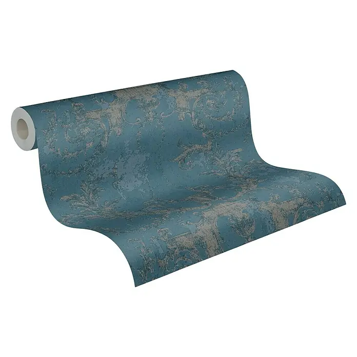 AS Creation History of Arts Vliestapete Barockornament - Blau, Ornament, 10,05 x 0,53 m - Diagonale Ansicht