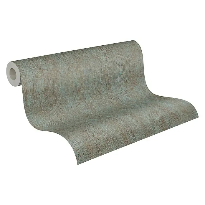 AS Creation Industrial Vliesbehang - Bruin/blauw, Uni, 10,05 x 0,53 m - Diagonaal zicht