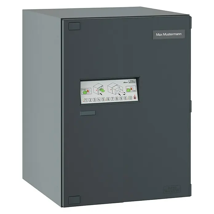 Burg-Wächter Paketbox eBoxx GV 645 - L x B x H: 450 x 575 x 760 mm, Geeignet für: Pakete bis 725 x 535 x 405 mm, Anthrazit - Diagonale Ansicht