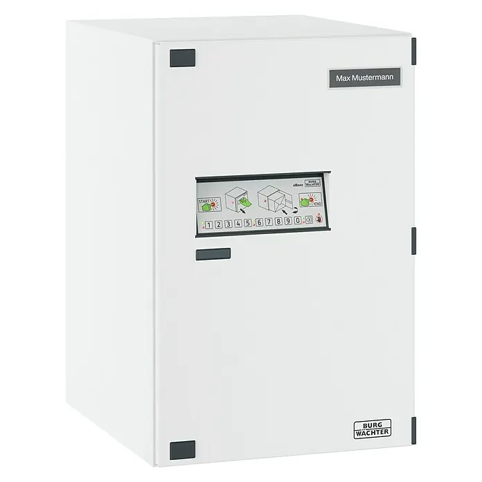 Burg-Wächter Paketbox eBoxx E635 - L x B x H: 450 x 380 x 575 mm, Geeignet für: Pakete bis 540 x 340 x 405 mm, Weiß - Diagonale Ansicht