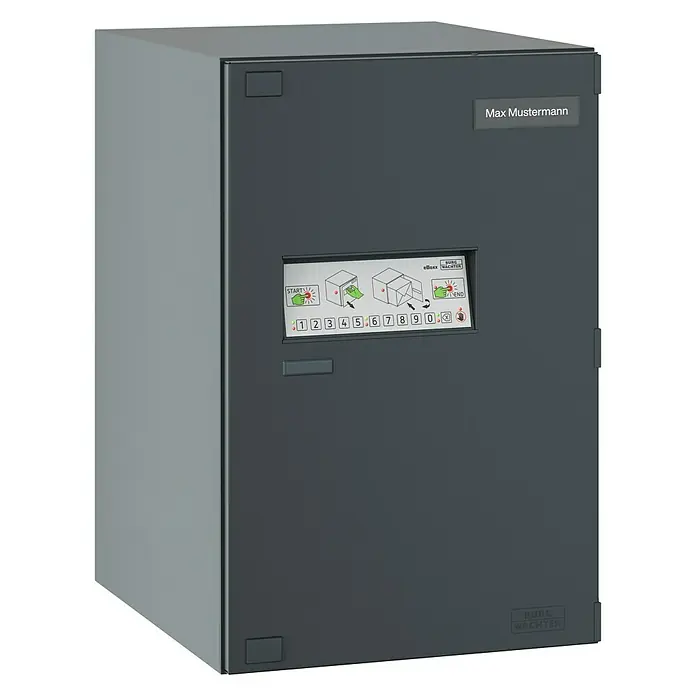 Burg-Wächter Paketbox eBoxx E635 - L x B x H: 450 x 380 x 575 mm, Geeignet für: Pakete bis 540 x 340 x 405 mm, Anthrazit - Diagonale Ansicht