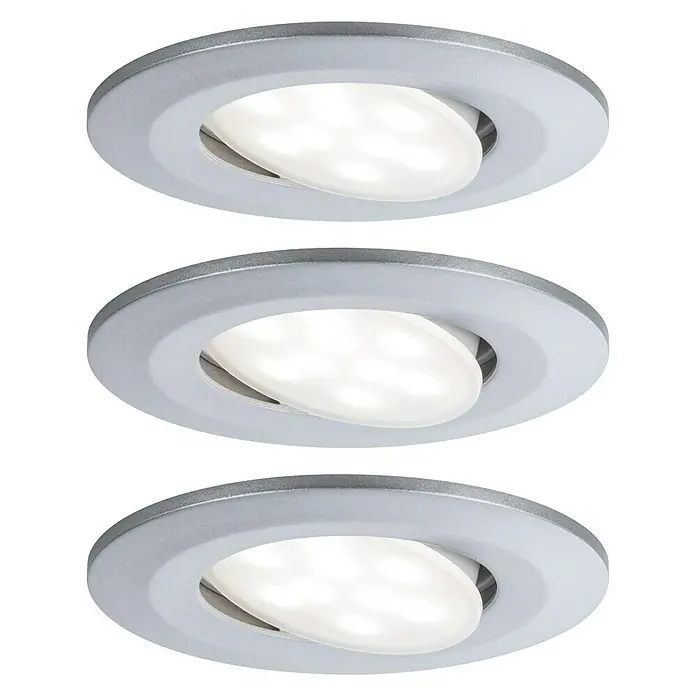 Paulmann LED-Einbauleuchten-Set Vali - 16,5 W, Chrom, 3 Stk., Warmweiß, IP65 - Diagonale Ansicht